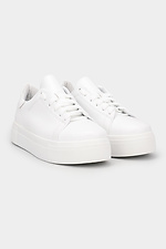 Women's white leather platform sneakers Garne 3200007 photo №1