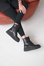 Women's leather boots of black color  4207007 photo №2