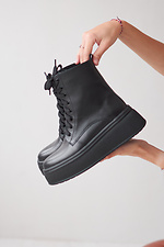 Women's leather boots of black color 4207007 photo №3
