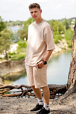 Літній бавовняний костюм, шорти і футболка бежевого кольору VDLK 8031007 фото №1
