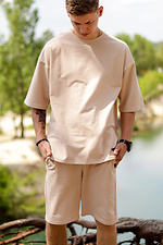 Літній бавовняний костюм, шорти і футболка бежевого кольору VDLK 8031007 фото №2