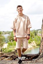 Summer cotton suit, beige shorts and T-shirt VDLK 8031007 photo №3