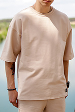 Літній бавовняний костюм, шорти і футболка бежевого кольору VDLK 8031007 фото №5