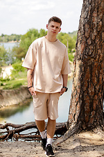 Летний хлопковый костюм, шорты и футболка бежевого цвета VDLK 8031007 фото №9