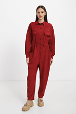 Red EDA suede jumpsuit with trousers and large patch pockets Garne 3040008 photo №1