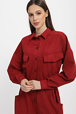 Red EDA suede jumpsuit with trousers and large patch pockets Garne 3040008 photo №2