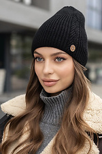 Knitted women's hat Amina black  4051008 photo №1