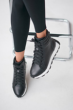 Women's high black leather sneakers  4207008 photo №1