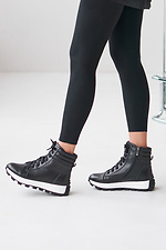 Women's high black leather sneakers  4207008 photo №2