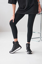 Women's high black leather sneakers  4207008 photo №3
