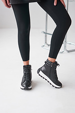 Women's high black leather sneakers  4207008 photo №4