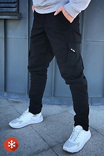 Чорні зимові штани, завужені з великими кишенями з боків AllReal 8042008 фото №1