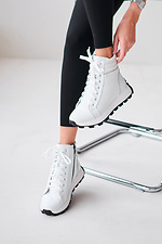 Women's high leather sneakers of white color  4207009 photo №1