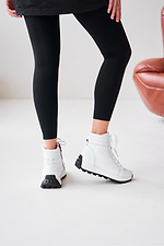 Women's high leather sneakers of white color  4207009 photo №2