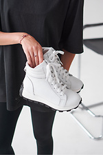 Women's high leather sneakers of white color  4207009 photo №5