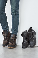 Мужские зимние кроссовки из черной натуральной кожи  8019009 фото №2