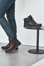 Мужские зимние кроссовки из черной натуральной кожи  8019009 фото №3