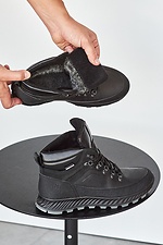 Men's winter sneakers made of black genuine leather  8019009 photo №4