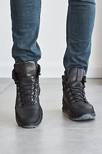 Men's winter sneakers made of black genuine leather  8019009 photo №5