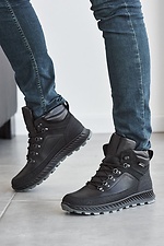 Men's winter sneakers made of black genuine leather  8019009 photo №6