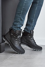 Men's winter sneakers made of black genuine leather  8019009 photo №7