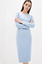 Деловое платье миди MALTA по фигуре из эко-замши голубого цвета Garne 3038010 фото №1