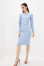 Деловое платье миди MALTA по фигуре из эко-замши голубого цвета Garne 3038010 фото №2