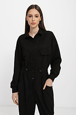 Black EDA suede jumpsuit with trousers and large patch pockets Garne 3040010 photo №1