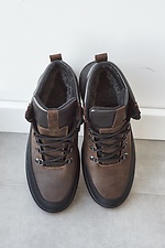 Мужские зимние кроссовки из натуральной кожи коричневого цвета 8019010 фото №6