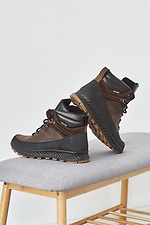 Мужские зимние кроссовки из натуральной кожи коричневого цвета 8019010 фото №8