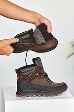 Мужские зимние кроссовки из натуральной кожи коричневого цвета 8019010 фото №9