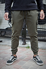 Коттоновые штаны карго цвета хаки с рефлективным принтом Without 8048010 фото №2