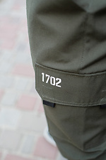 Khaki cotton cargo pants with reflective print Without 8048010 photo №6