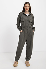 Green EDA suede jumpsuit with trousers and large patch pockets Garne 3040011 photo №1
