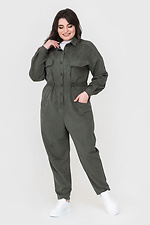 Green EDA suede jumpsuit with trousers and large patch pockets Garne 3040011 photo №6