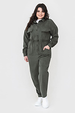 Green EDA suede jumpsuit with trousers and large patch pockets Garne 3040011 photo №7