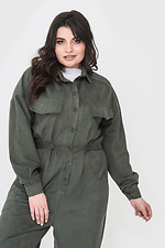 Green EDA suede jumpsuit with trousers and large patch pockets Garne 3040011 photo №9