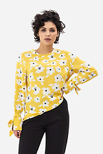 Bluzka damska BERYL z żółtego miękkiego materiału w kwiaty Garne 3042011 zdjęcie №1