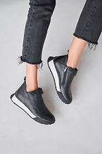 Women's short black leather boots  4207011 photo №2
