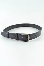 Black leather belt narrow with metal buckle  8046011 photo №1