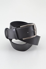 Black leather belt narrow with metal buckle  8046011 photo №3