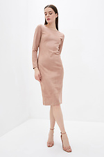 Business midi dress MALTA on a figure from eco-suede coffee color Garne 3038012 photo №2