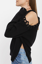 Oversized knitted sweater with open shoulder and side slit Garne 3400012 photo №4