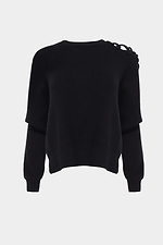Oversized knitted sweater with open shoulder and side slit Garne 3400012 photo №7