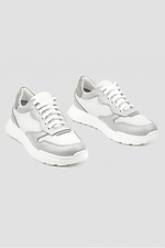 Stylische Damen-Sneakers aus grauem Leder  4206012 Foto №1