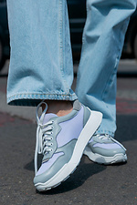 Stylish women's gray leather sneakers  4206012 photo №5
