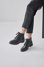 Women's short black leather boots  4207012 photo №2
