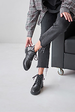 Women's short black leather boots  4207012 photo №3