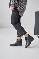 Women's short black leather boots  4207012 photo №4