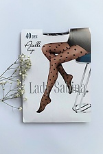 Hohe schwarze Strumpfhose 40 den mit großen Tupfen 8055012 Foto №1